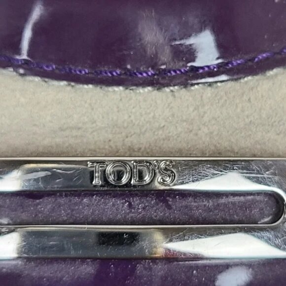 TODS Cream Suede & Purple Patent Leather Embellished Cap Toe Ballet Flats Sz 5.5 - Picture 7 of 15